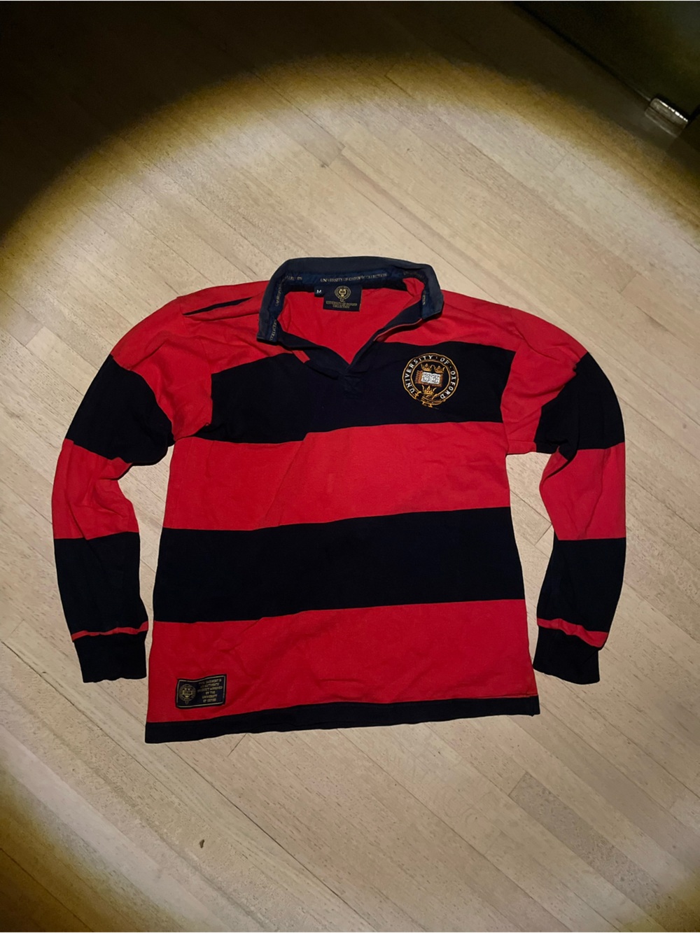 Red and Black Striped Rugby Shirt with Oxford logo